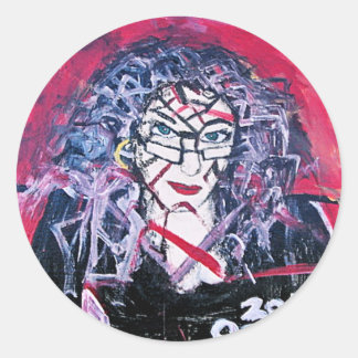 WILD HAIR ABSTRACTION CLASSIC ROUND STICKER