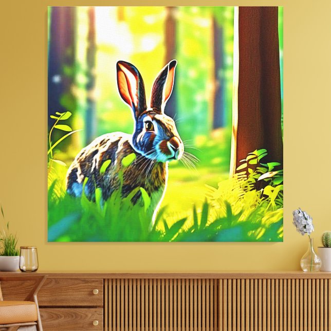 Wild Hare Forest Canvas Print (Insitu(LivingRoom))
