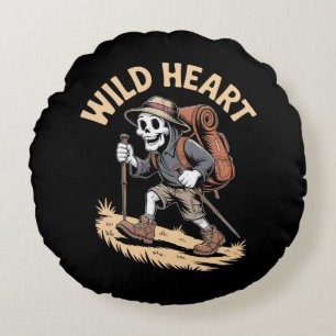 Wild Heart – Adventurer Skeleton Hiking Round Cushion