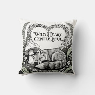 Wild Heart Gentle Soul Sleeping Fox Celtic Knot Cushion