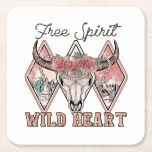 Wild Heart   Valentines Day   Valentine Days Square Paper Coaster