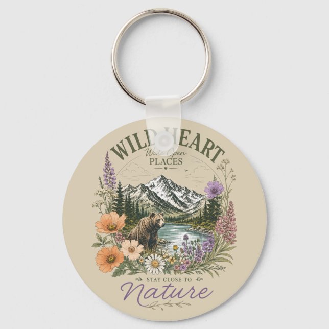Wild Heart Wide Open Places Bear Mountain Wildflow Key Ring (Front)