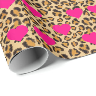 Wild Hearts and Leopard print Wrapping Paper