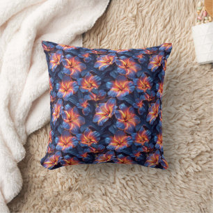 Wild Hibisus Floral Home Decor Throw Pillow Purple