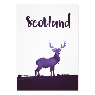 Wild Highland Scotland Stag Ink travel poster
