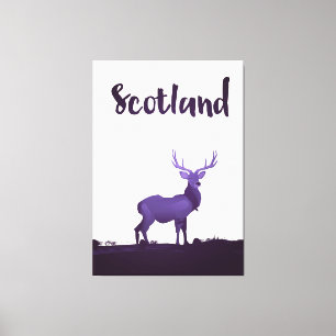 Wild Highland Scotland Stag Ink travel poster Canvas Print