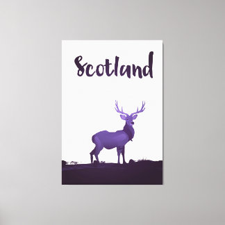 Wild Highland Scotland Stag Ink travel poster Canvas Print