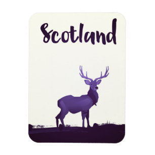 Wild Highland Scotland Stag Ink travel poster Magnet
