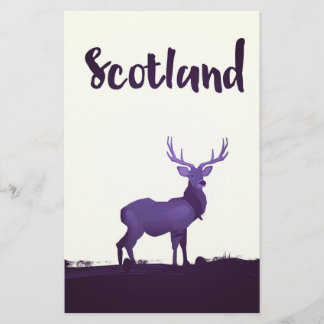 Wild Highland Scotland Stag Ink travel poster Stationery