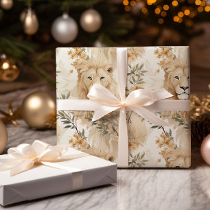 Wild Holidays Safari Lion Christmas Wrapping Paper