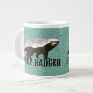 Wild Honey Badger Aqua, White, Brown Large Coffee Mug