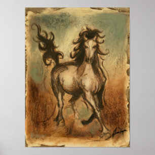 Wild Horse and Warm Colors Poster