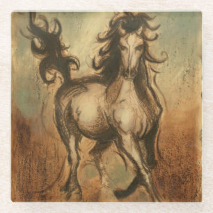 Wild Horse and Warm Colours Glass Coaster