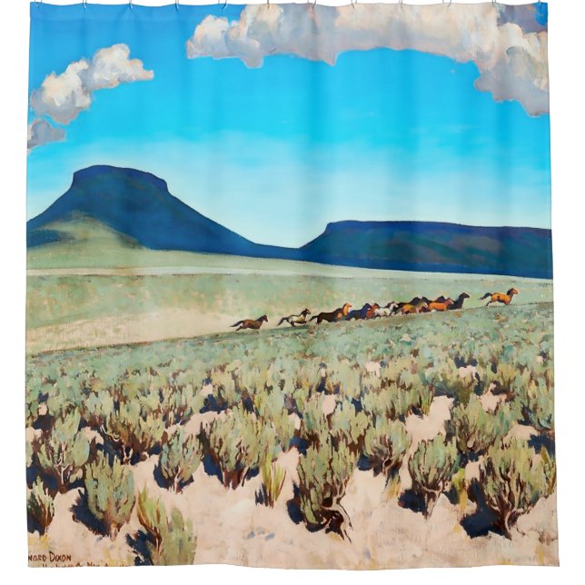 “Wild Horse Country” by Maynard Dixon Shower Curtain (Front)