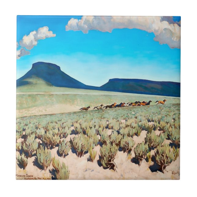 “Wild Horse Country” by Maynard Dixon Tile (Front)