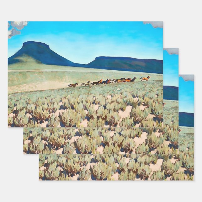 “Wild Horse Country” by Maynard Dixon Wrapping Paper Sheet (Set)