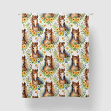 Wild Horse Flowing Mane Yellow Floral Greenery