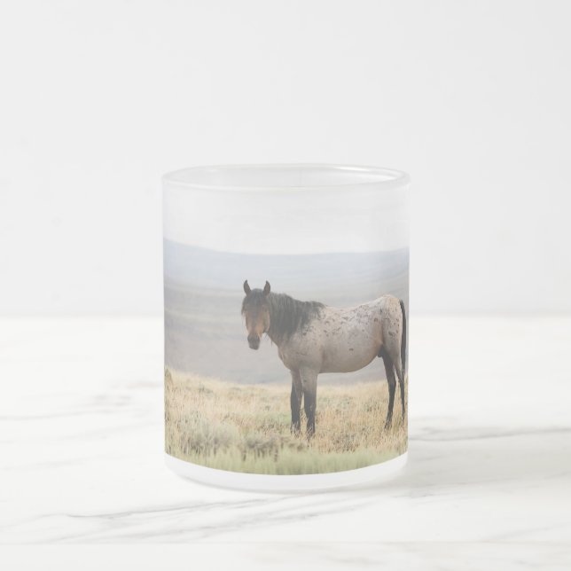Wild Horse Frosted Glass Coffee Mug (Center)