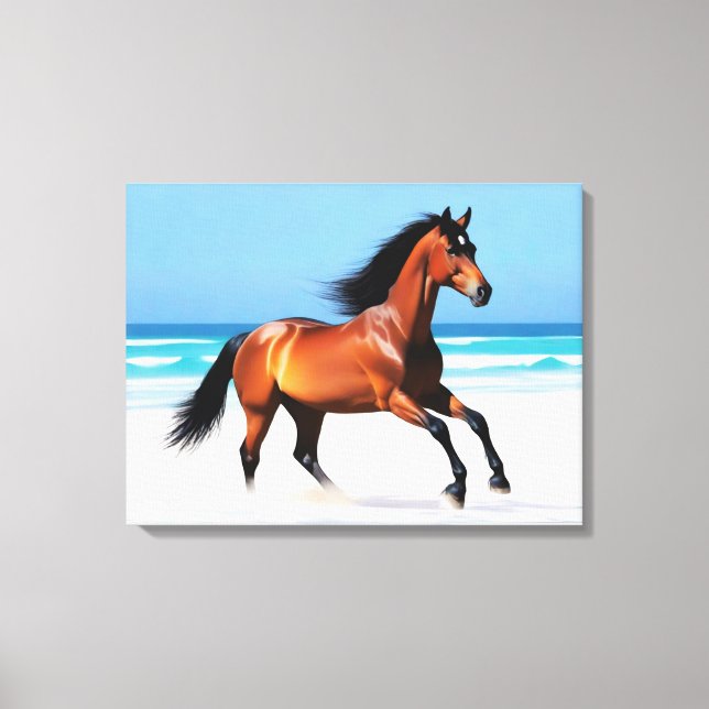 Wild Horse Galloping on a Beach Canvas Print (Front)