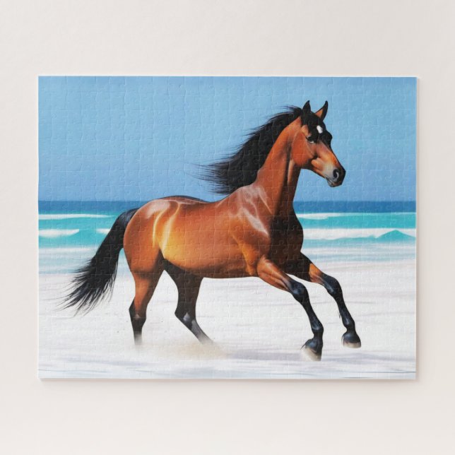 Wild Horse Galloping on a Beach Jigsaw Puzzle (Horizontal)