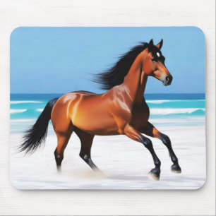 Wild Horse Galloping on a Beach Mouse Mat