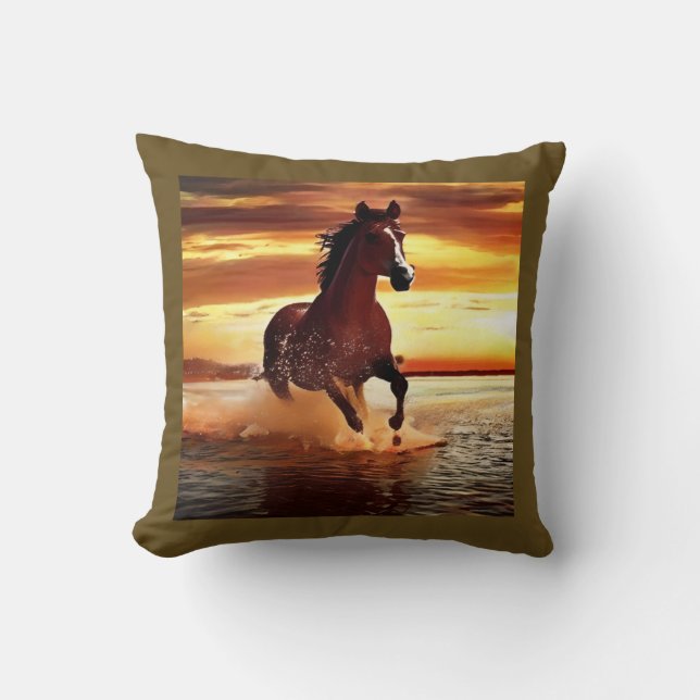 Wild Horse Galloping Through Surf Cushion (Front)