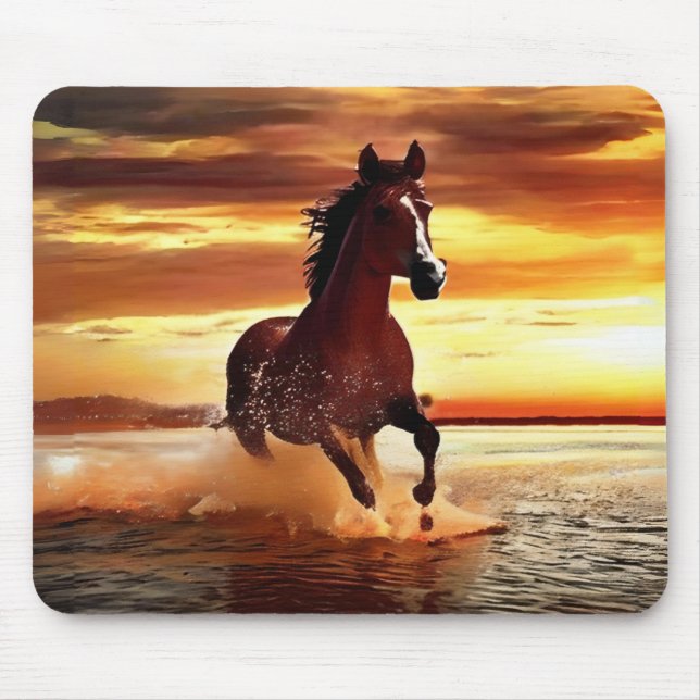 Wild Horse Galloping Through Surf Mouse Mat (Front)