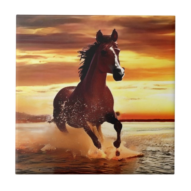 Wild Horse Galloping Through Surf Tile (Front)