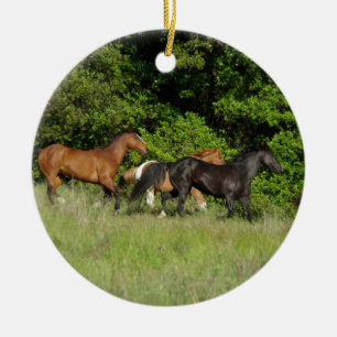 Wild Horse Herd Ceramic Tree Decoration