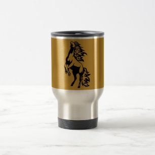 WILD HORSE ICON LOGO REARING ANIMALS POWERFUL TRAVEL MUG