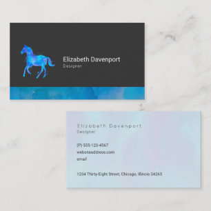 Wild Horse in Blue and Purple Watercolor Bold Business Card