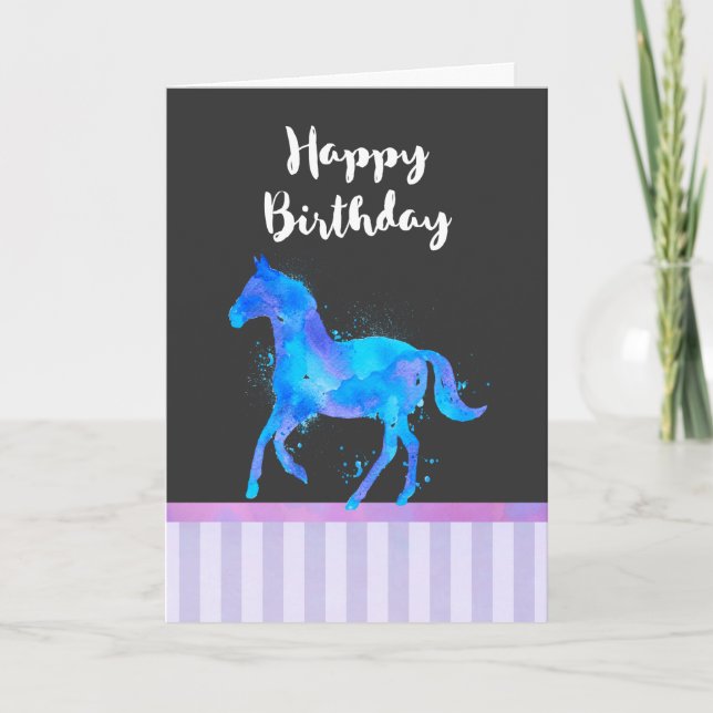 Wild Horse in Blue and Purple Watercolor Card (Front)
