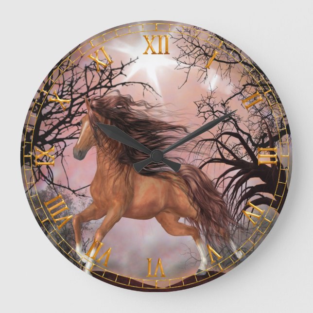Wild Horse in the Woods Wall Clock (Front)