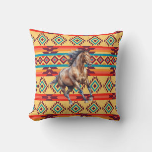 Wild Horse Native American Decor Cushion