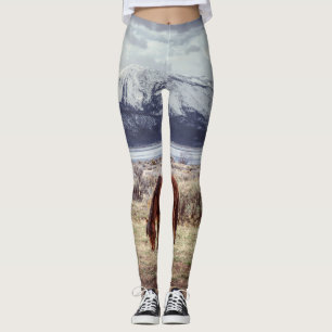 Wild horse: Nevada winter landscape. Leggings