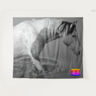 WILD HORSE OF UTAH PINTO AT WATER HOLE Tapestry