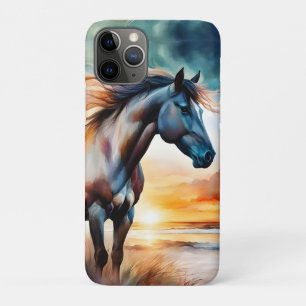 Wild Horse on Grassy Dune at Sunset iPhone 11 Pro Case
