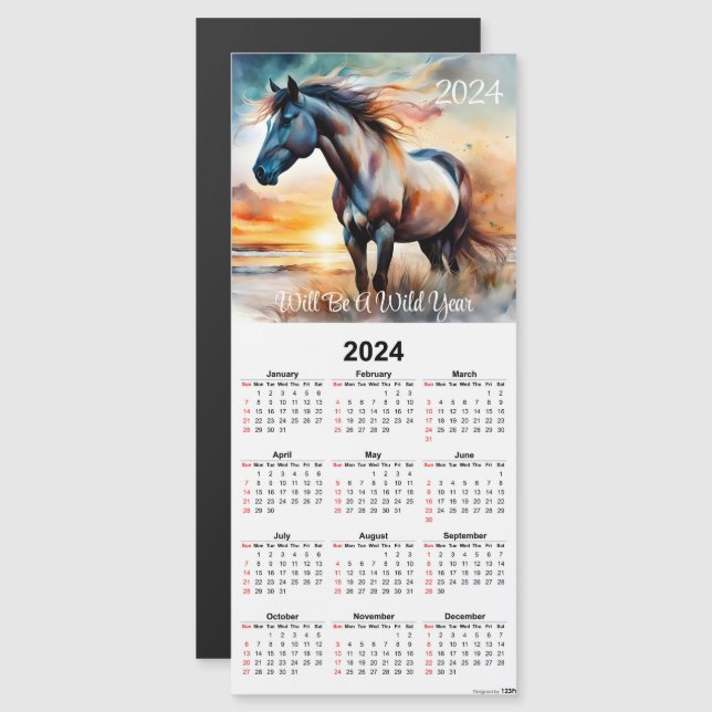Wild horse on the beach Magnetic Calendar Card (Front/Back)