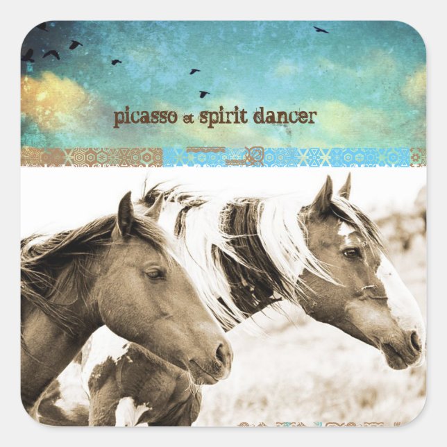Wild Horse Photo Picasso Boho Cowgirl Stickers (Front)