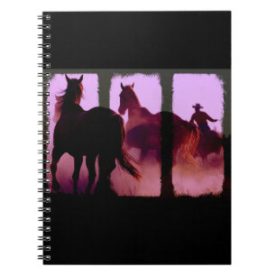 Wild Horse Roundup Triptych Digital Art Notebook