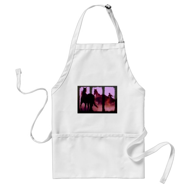Wild Horse Roundup Triptych Standard Apron (Front)