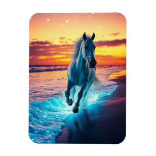 Wild Horse runs at sunset Magnet