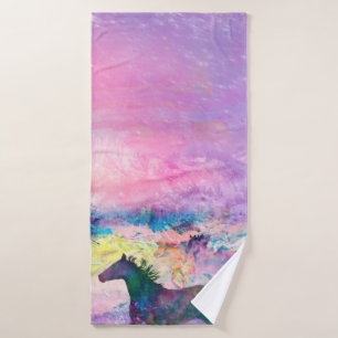 Wild Horse Spirits Running "WE ARE THE LAND" Bath Towel