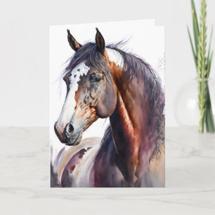 Wild Horse Stallion Equine Watercolor Card