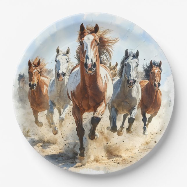Wild Horse Stampede Paper Plate (Front)
