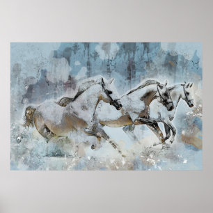 Wild Horse Stampede Western Poster
