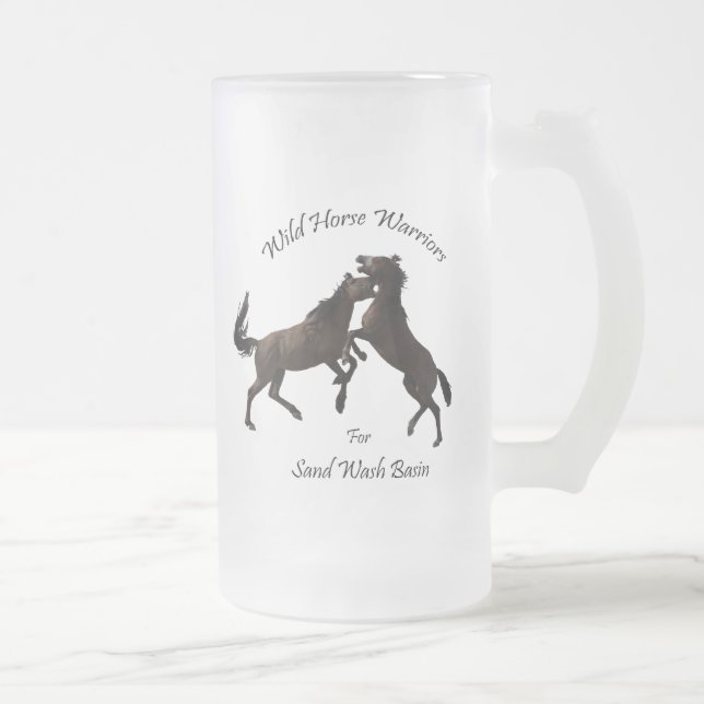 Wild Horse Warriors for Sand Wash Basin Frosted Glass Beer Mug (Right)