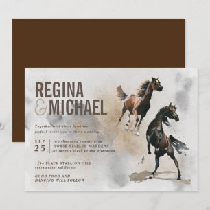 Wild Horse Watercolor Wedding Invitation