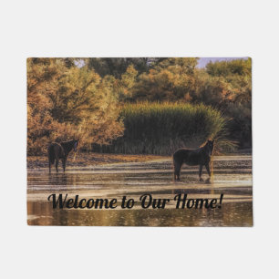 Wild Horse Welcome to Our Home Door Mat