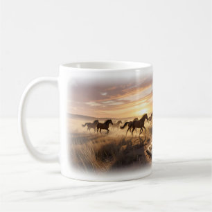 Wild Horses at Sunset Prairie Memory Mug